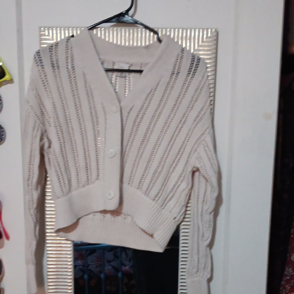 a new day Cream Open-Knit Cardigan, XS, Cropped